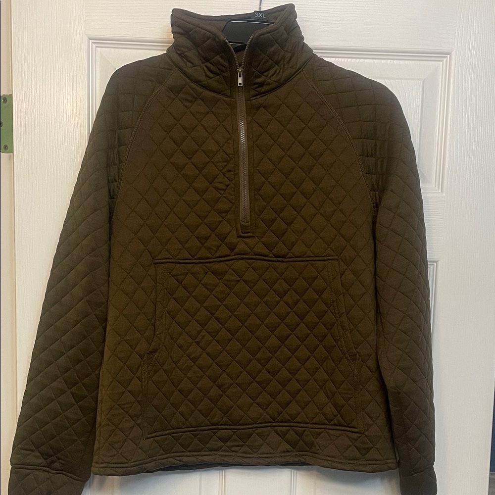Pretty Garden Quilted Olive-Brown Pullover